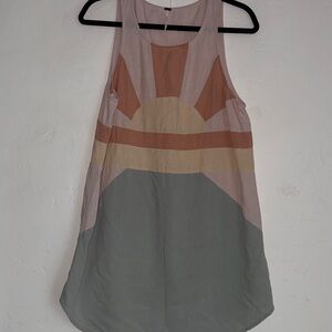 Free People Sunrise Color-Block Tank Top in Dusty Pink, Peach & Gray